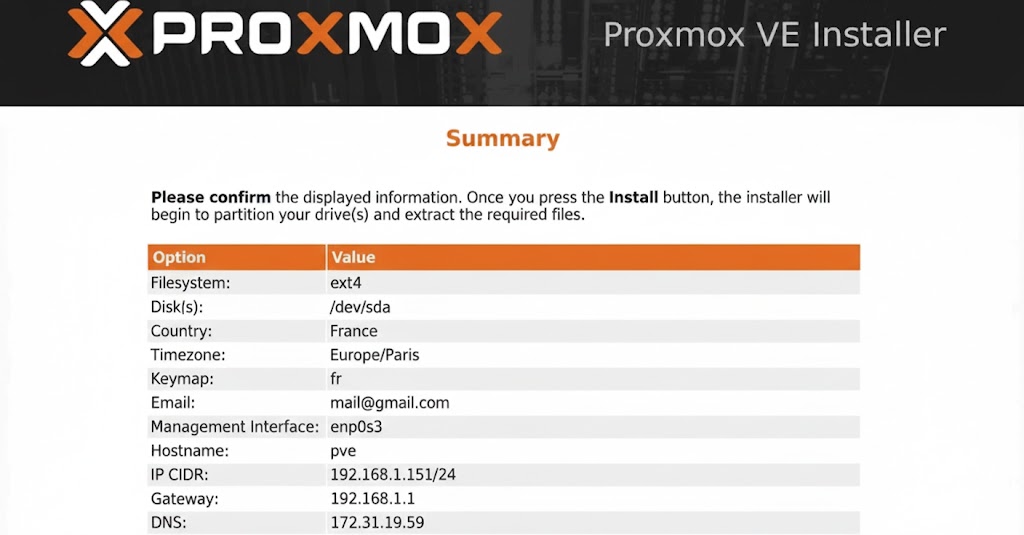 Interface Proxmox
