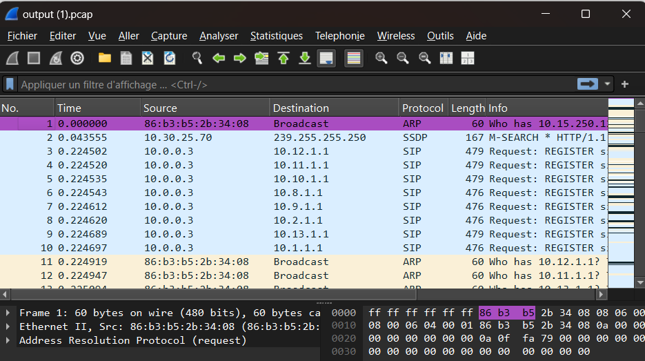 Script Python Scapy et analyse Wireshark