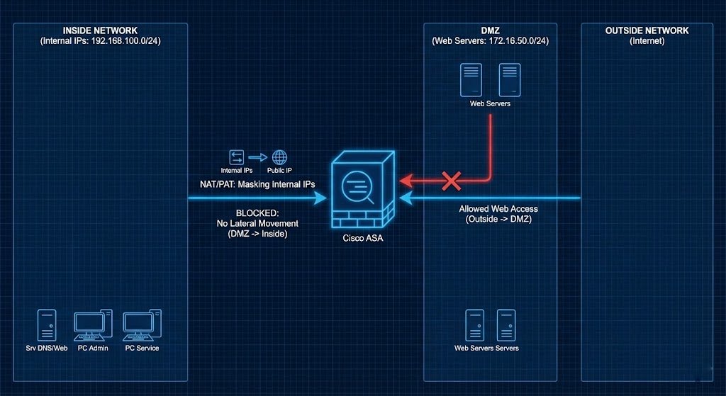 Schéma des règles de filtrage sur Cisco ASA
